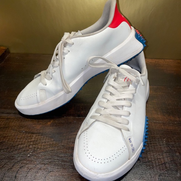 Golf G/Fore X Pinehurst G.112 White Blue Red Golfing Waterproof Shoe Sz 7.5 - Picture 2 of 12